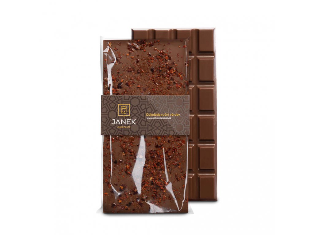JANEK 34% Čokoláda mléčná s chilli 85g JANEK 34% Čokoláda mléčná s chilli 85g